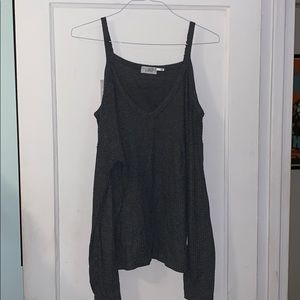 urban outfitters open shoulder dark grey sweater